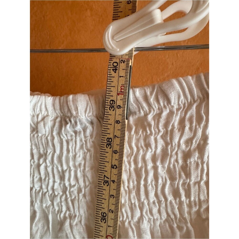 Gigi Moda White 100% Linen Smocked Button Front Maxi Skirt One Size - Picture 7 of 10